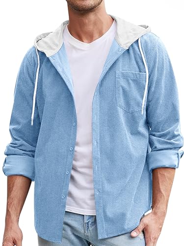 Image of Noble Monk Men's Solid Regular Fit Shirts| Shirt with Hood | Casual Wear for Men | Full Sleeve Shirt | Stylish Shirts for Men