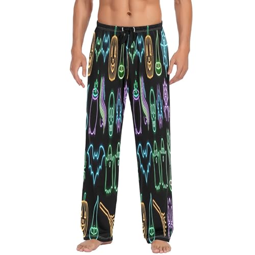 Qilmy Graffiti Halloween Elements Men's Cotton Pajama Pants, Lightweight Lounge Sleepwear with Drawstring and Pocket2