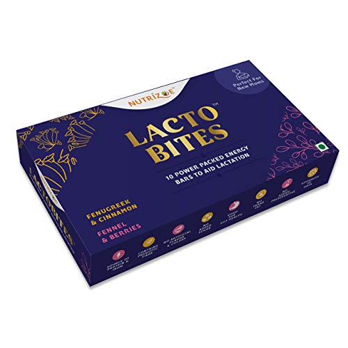 Nutrizoe Lactobites - Lactation Supplement for Breastfeeding with Methi, Moringa, Shatavari, Natural Breast Milk Booster Bars 450g (10 Bars)