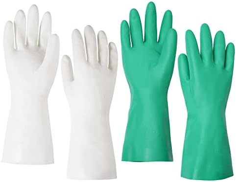 LEONX Reusable Household Gloves, Nitrile Resistant Dishwashing Gloves, Oil Protection, Non-Slip, Kitchen Cleaning, Working, Painting, Gardening, Pet Care (6P, Size XL, WHGN)