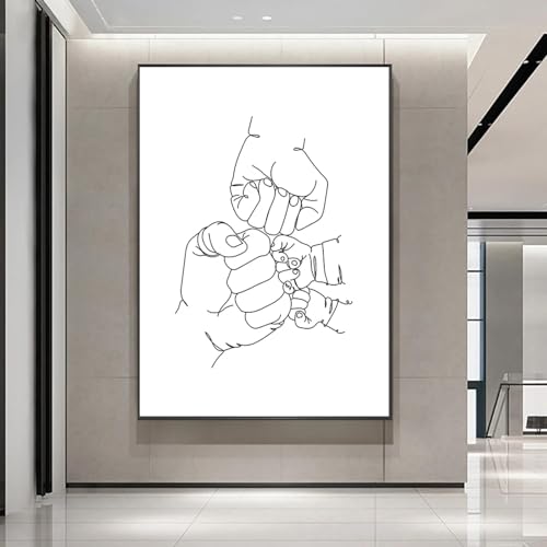 Toile minimaliste ligne de poing familial pour décoration murale de salon moderne