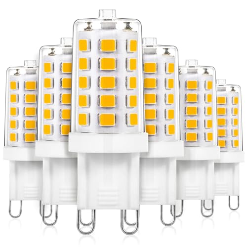 Joutameili 6 Pack G9 LED Bulb Soft Warm White 2700K 4W Equivalent 40 Watt, 120V Non-dimmable Flicker-Free LED G9 Bulb,T4 Halogen Light Lamp Replacement for Chandelier Lighting