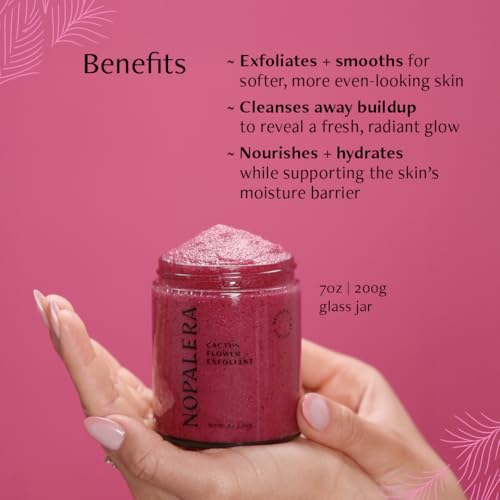Image of Nopalera Hibiscus Cactus Flower Exfoliant - Exfoliating Face & Body Scrub, 3-in-1 Cleanser, Exfoliator, & Moisturizer, Vegan, Cruelty-Free, Natural Floral Scent, Dye Free, 6 oz.