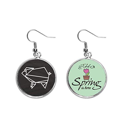 Pendientes de cerdo origami geométrico en plata para mujer de primavera
