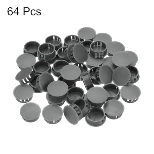 Image of MECCANIXITY 64PCS 25mm(1 inch) Dark Grey Plastic Hole Plugs, Flush Type Panel Hole Plugs Insert End Caps for Locking Hole Tubes Furniture Cabinet