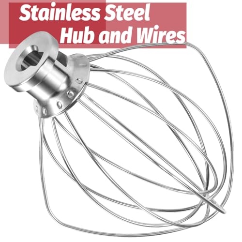 Image of K45WW Dishwasher Safe Whisk Attachment Fits 4.5 Quart and 5 QT KitchenAid Tilt-Head Stand Mixer Stainless Steel 6 Wires Whip for Egg Heavy Cream Beater, Cakes Mayonnaise
