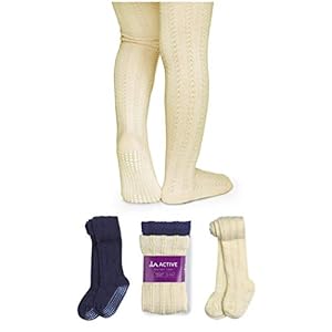 LA Active Baby Girls Tights – Cozy Warm WinterTights – Baby Toddler Infant Newborn Kids Non Skid/Slip Grip Cotton Cable…