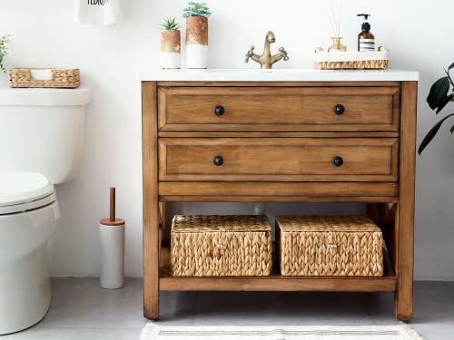 Image of StorageWorks Wicker Basket with Lid, Storage Baskets with Lids, Hyacinth