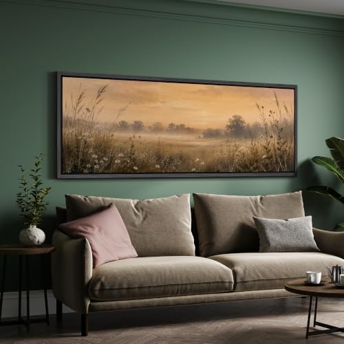 Image of MUDECOR Large Framed Canvas Print Wall Art Meadow Sunset for Living Room