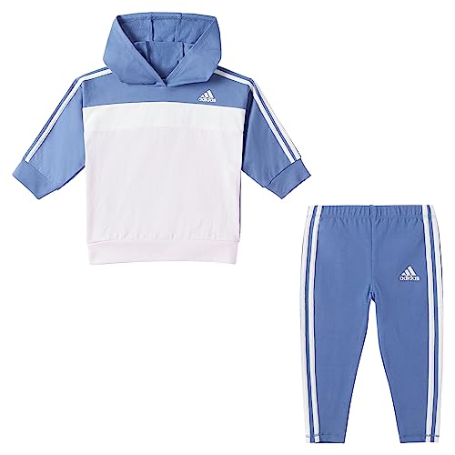 adidas Girls 2-Piece Color Block French Terry Pullover & Legging Set, Crew Blue, 24 Months
