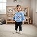 Newborn Baby Boy Knit Sweater Outfit Little Lil Brother Long Sleeve Letter Embroidery Top Sweatshirt Infant Fall Clothes (Light Blue, 0-3 Months)