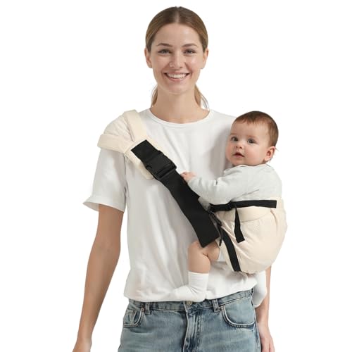 Shiaon Baby Sling Carrier Newborn to Toddler, Adjustable Toddler Carrier Sling Baby Carrier Toddlers Sling Carriers Hip Carriers for 7-40lbs, Beige...
