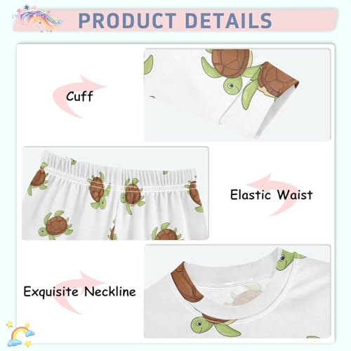 Pajama Sets Long Sleeve Turtle Pattern Print Design_1 Soft Comfy Sleepwear 2 Piece PJS 3-8T4