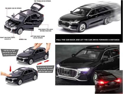 Image of Metal Pull Back Diecast Car 1:24 Big Audi Q8 Pull Back Car Model with Sound Light Boys Gifts Toys for Kids【Pack of 1】