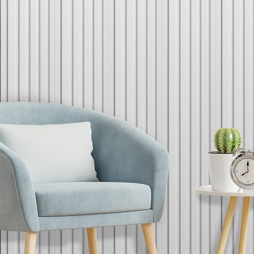 Image of Art3d 108 x 6 in WPC Wood Slat Wall Panels, 3D Wall Accents, 8-Pack, White
