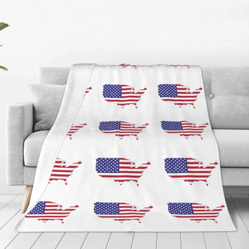 Couverture polaire douce chaude flanelle imprimé drapeau USA lit - 2