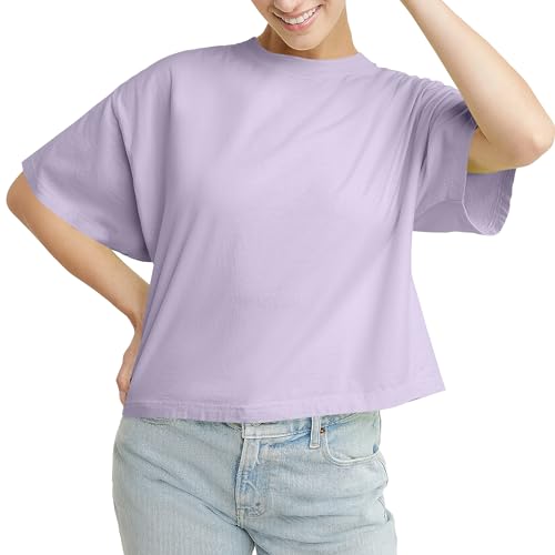 Hanes Womens Originals Garment Washed Cropped T-Shirt, Crewneck Crop Tees for Women