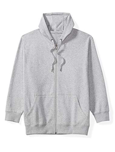 Amazon Essentials Men's Big and Tall Full-Zip Hooded Fleece Sweatshirt fit by DXL, Light Gray Heather, 2X