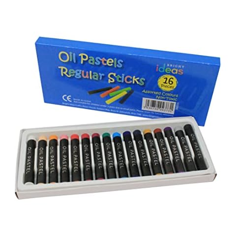 Bright Ideas Regular Oil Pastels - 16 Pack of Assorted Colours Oil Pastels Crayons - Intense Bright Colours - Perfect Oil Pastels for Kids, Artists and Students Cover