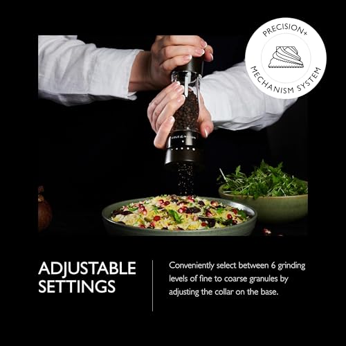Image of Cole & Mason Derwent Pepper Mill - Gourmet Precision Pepper Grinder - Refillable Seasoning and Spice Tools - Adjustable Black Peppercorn Grinder Settings - Black Wood