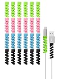 24 PCS Charger Cable Protector,Silicone Flexible Cable Saver,Spiral USB Mouse Wire Protector for Headphone Laptop Earphone Cell Phone Wrap Accessories