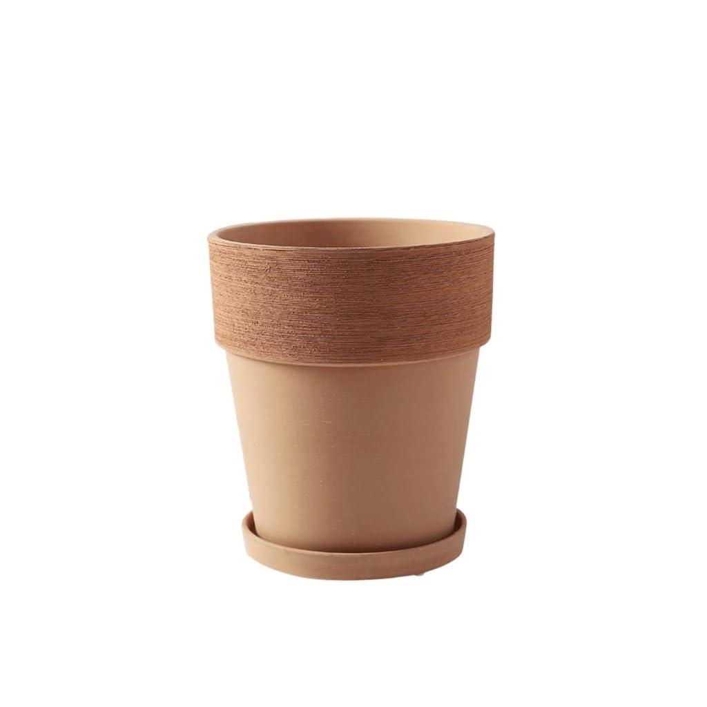 NEBE Planter Boxes Outdoor Balcony Terracotta Flower Pot Round Potted Plant Outdoor Succulent Green With Tray Planting Pots