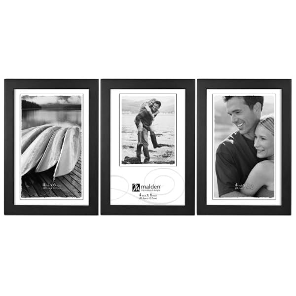 Malden International Designs Classic Concepts Verticale Black Wood Picture Frame, 3 opties, 3 - 4 x 6, Zwart