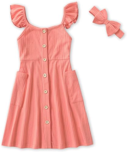 Image of IFFEI Mommy and Me Matching Dress Spaghetti Strap Summer Casual Sundress Beach Sleeveless Dress with Headband