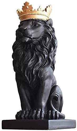 YTNT 15''H Lion Decorative Statues for Decoration Lion Statue Nordic Resin Figurine/Sculpture Model Animal Abstract Nordic Decoration Home (Black)