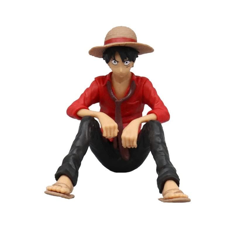 Image of Awestuffs Action Figure Limited Edition for Car Dashboard, Decoration, Cake, Office Desk & Study Table (Luffy Sitting (Red))