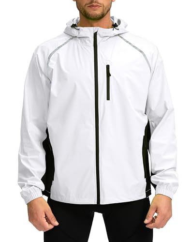 Bikewa Men'S Cycling Rain Jackets Waterproof Running Bike Windbreaker Hooded Reflective Biking Windproof Bicycle Riding cover