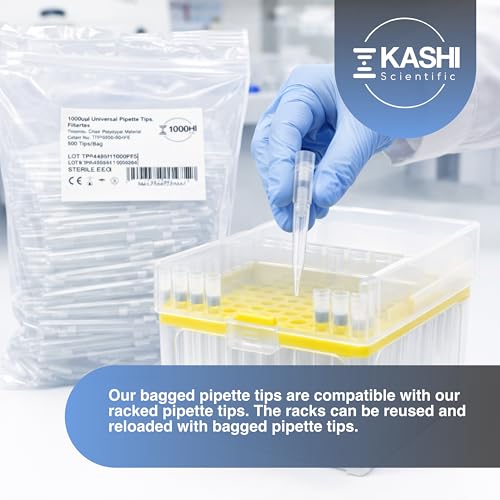 Image of Kashi Scientific 1000uL Universal Filter Pipette Tips, 1ml Sterile Bulk Clear Pipet Tips with Graduation, Low Binding, DNase RNase Free [1000ul Filter, 5000pcs]