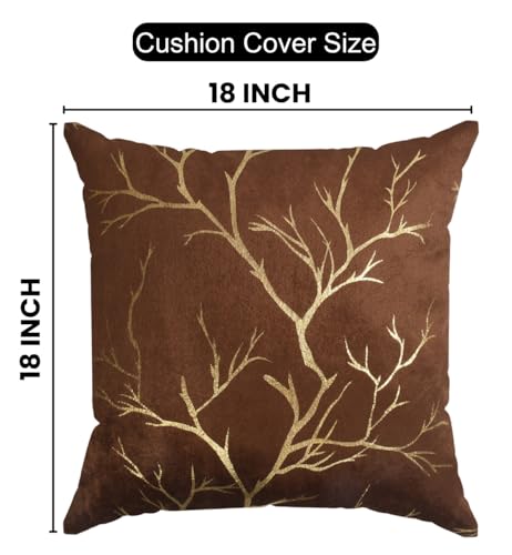 Image of Velvet Foil Cushion Covers 18 inch x 18 inch Set of 2, Brown