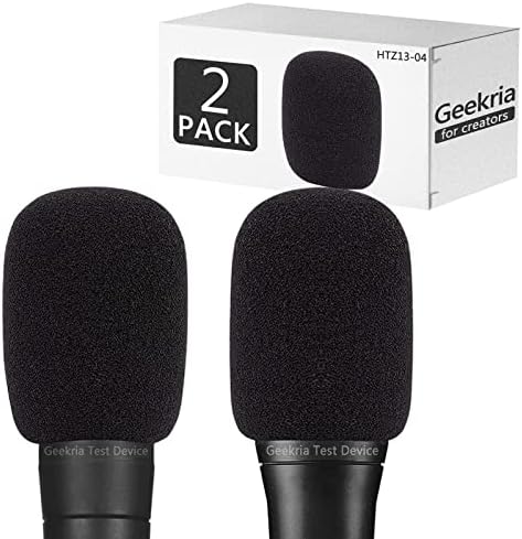 Geekria for Creators Foam Windscreen Compatible with Shure MV7, BETA 57A, BETA 58A, PGA48-QTR, PGA58-XLR Microphone Antipop Windshield, Mic Wind Cover, Sponge Foam Filter (Black / 2 Pack)