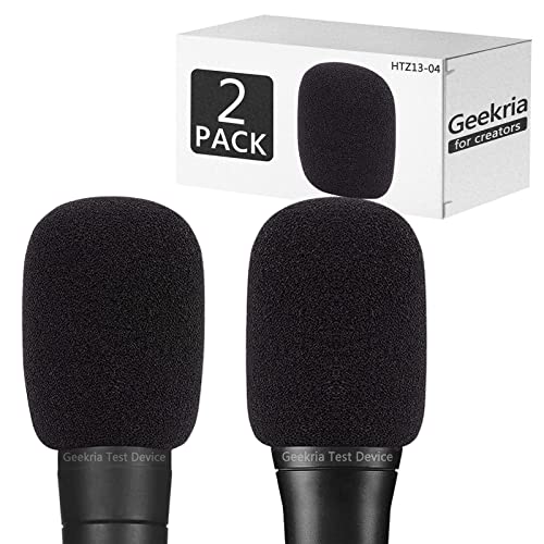 Geekria for Creators Foam Windscreen Compatible with Shure MV7, BETA 57A, BETA 58A, PGA48-QTR, PGA58-XLR Microphone Antipop Windshield, Mic Wind Cover, Sponge Foam Filter (Black / 2 Pack)