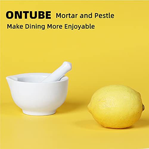 Ontube Mortar And Pestle Set, Ceramic Stoneware Spice Herb Grinder Pill Crusher Set (3.2 Inch) #TOP3