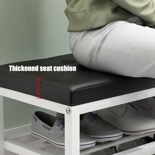 Meuble à chaussures avec assise confortable et structure métallique noire - 4