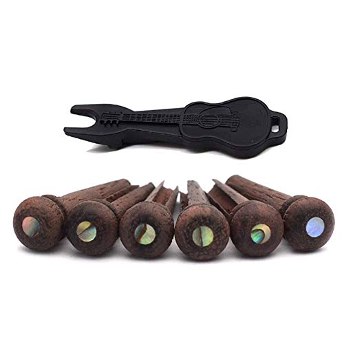Alnicov Lot de 6 chevilles pour chevalet de guitare acoustique en palissandre avec rainures, embout...
