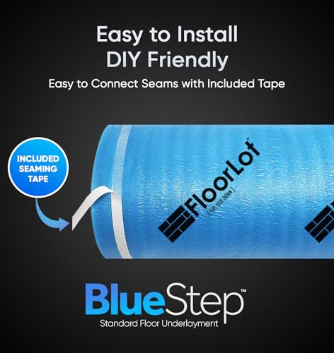 FLOORLOT BlueStep Underlayment with Moisture Barrier for Laminate and Wood Floors, (200 sq.ft Roll)