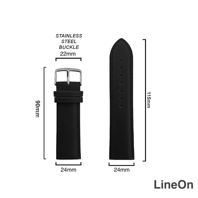 Image of Lineon NAGATA Full Padded Leather Watch Strap For Branded Watches Premium and Soft Strap For Titan, sonata, timex, casio and for all other brand