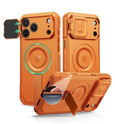 Dexnor iPhone 18 Pro Max/17 Pro Max �p�P�[�X [MagSafe�Ή�] - �I�����W | �J�����J�o�[�A�L�b�N�X�^���h�A�J�����R���g���[���L���v�`���[�{�^���A���ȑϏՌ��ی�J�o�[�A�}�O�l�b�g���o���p�[�P�[�X�A�ی�t�B����
