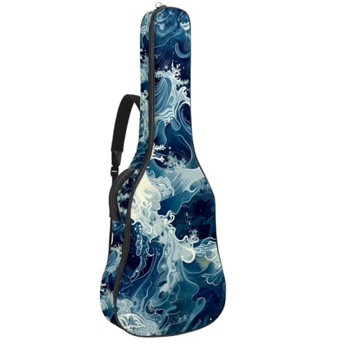 Housse guitare acoustique imperméable motif vagues pour trajets et répétitions