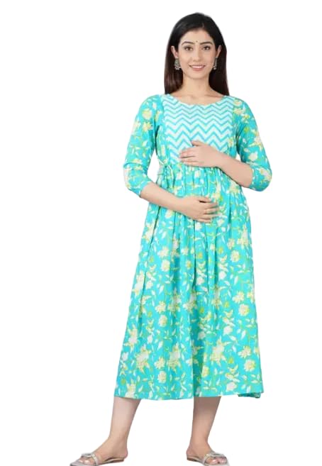 Stylish Cotton Maternity Dress with Feeding Zip for Women_25-image-36