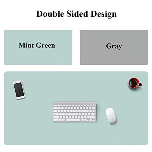 Bureaumat, bureaumat, bureaumat, mintgroene laptop-muismat dubbelzijdig waterdicht bureau schrijfblok lederen bureaupad… - Image 6