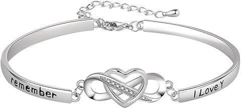 “Remember I Love You”Pulsera Mujer Plata de Ley 925 Infinito Amor Pulseras de Zirconia Cúbica Corazón,Pulsera Mujer Infinito Pulseras Ajustable Joyería Navidad Originales Cumpleaño para Madre Novia