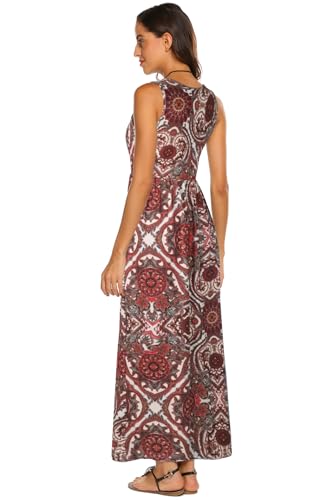 Image of Hount Women's Summer Sleeveless Striped Flowy Casual Long Maxi Dress with Pockets