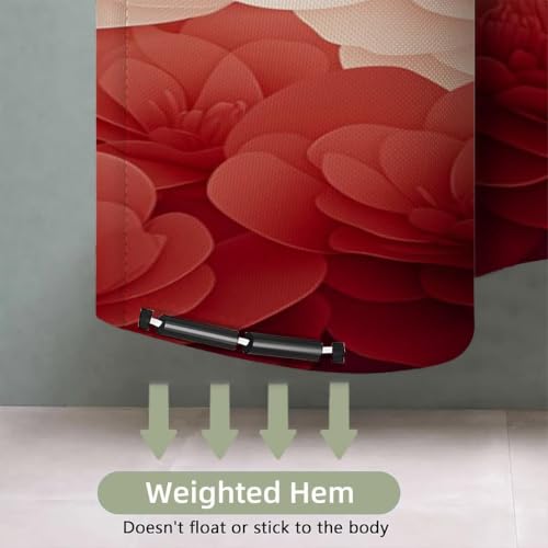 Rideau douche rouge floral en polyester imperméable pour baignoire 100x200 lesté - 4