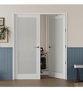 48'' x 80'' (Double 24" x 80") French Interior Tempered Frosted Glass Slab Doors for Bedroom Door...