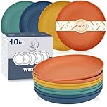 Wrova Unbreakable Plastic Plates 10 Inch Set of 8 Unbreakable Dinner Plate for Kitchen, Deep Dinner Plates - Dishwasher & Microwave Safe Plate, Reusable Lightweight Plates Sets(Vivid Mix)