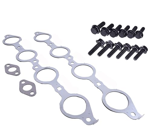 Image of Header Gasket Pair 12617944 W /12 Bolts Compatible with Chevrolet Silverado 1500 2500 Sierra LS1 4.8 5.3 5.7 6.0 6.2L Pontiac Vehicle LS MLS LQ4 LQ9 LM7 12558573 12600530